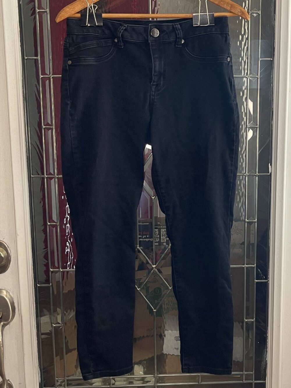 1822 Denim Jeans Womens 10 Black Dark Wash Stretch Jegging Jeans 30 X 27